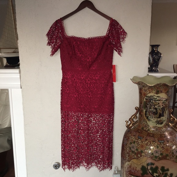 ML Monique Lhuillier Off The Shoulder Lace Dress New With Tag Size 10 - Picture 6 of 16